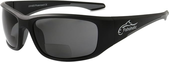 Fishoholic Polarized Bi-Focal Fishing Sunglasses with Reader Magnification (1.5x, 2.0x, 2.5x Options) and UV400 Protection