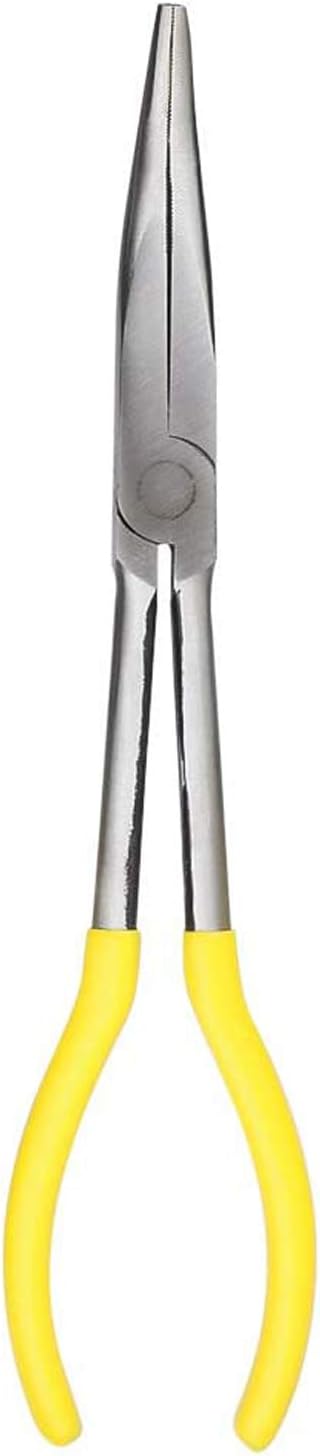 11 Inch Long Reach Long Nose Pliers | Designed for Mechanics, Technicians, and Contractors | Work with Delicate or Difficult-to-Reach Pieces | Milled-Jaws | Steel “25 Degree Bent Nose Plier