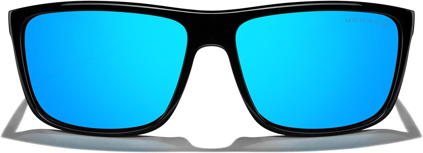 MERRY'S Rectangular Polarized Sports Sunglasses for Men Women Cycling Driving Fishing UV400 Protection S8225