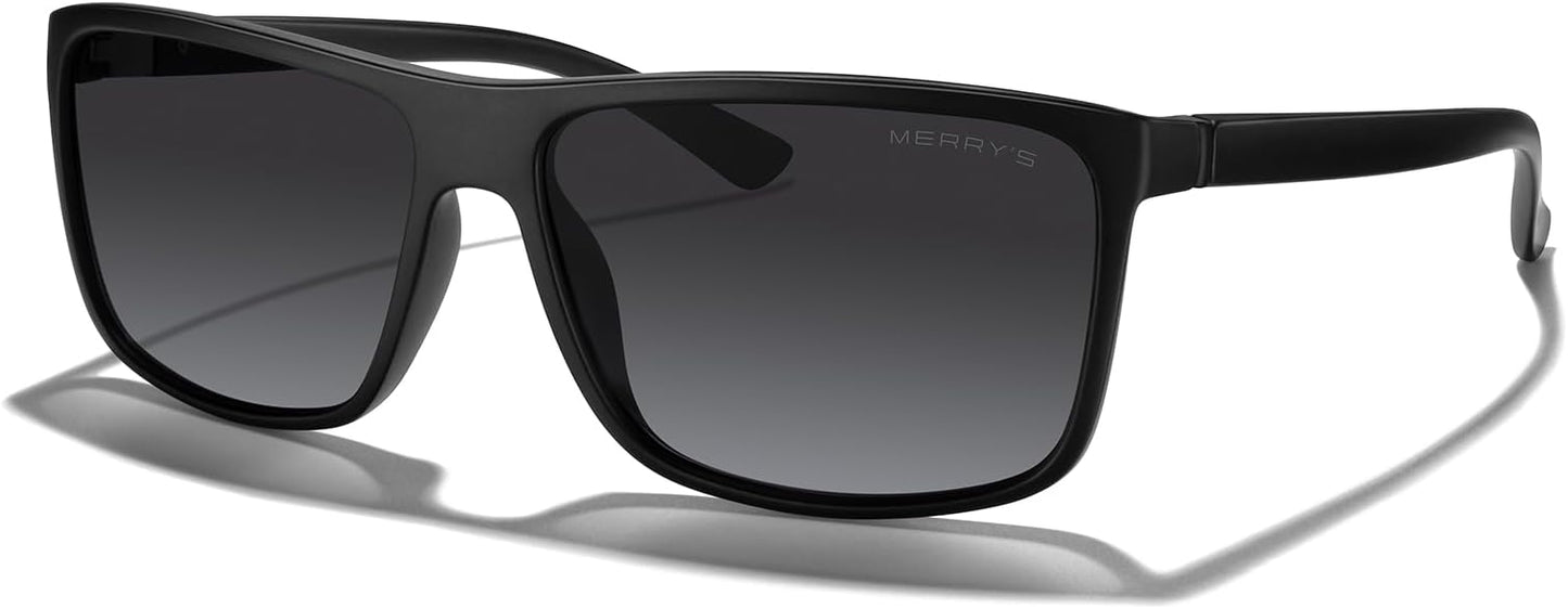 MERRY'S Rectangular Polarized Sports Sunglasses for Men Women Cycling Driving Fishing UV400 Protection S8225