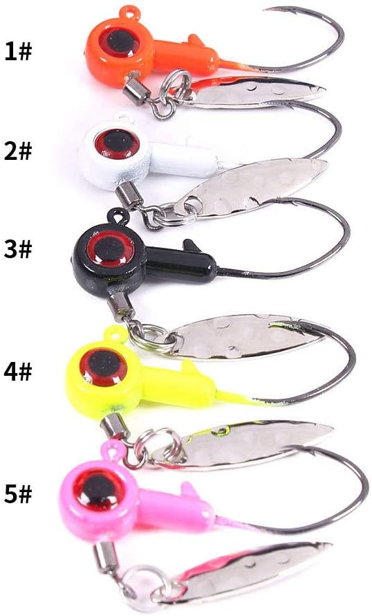 1/8 oz Jig Heads Freshwater Fishing Lures Jig Head with Eye Ball 25PCS Painted Hooks Fishing Jigs for Bass/Crappie