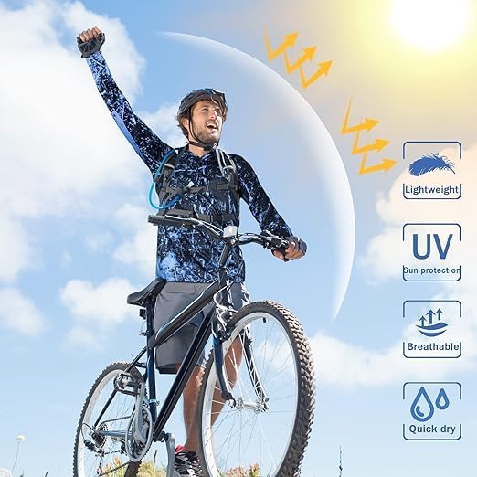 Men's UPF 50+ Sun Protection Hoodie Shirt Long Sleeve SPF Fishing Outdoor UV Hiking Lightweight Shirts
