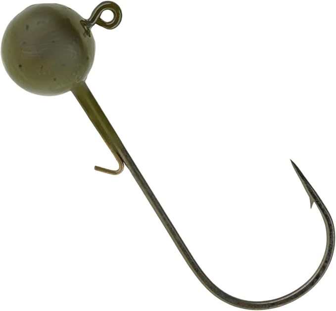 Reaction Tackle Lead Ball Jigs - Soft Plastic Jig Heads with Hook - Bass Walleye Crappie Panfish Redfish - Round Head Design - Freshwater Saltwater - 10-Pack