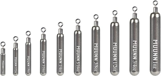 10 Pack Tungsten Skinny Drop Shot Weights, Pencil Sinkers with Round Eye for Free Rig & Finesse Bass Fishing, Drop Shot Rig Weights