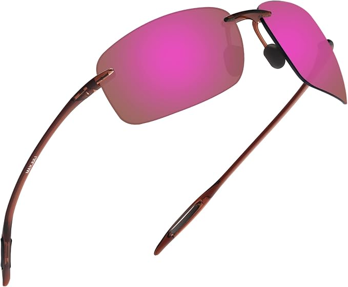 JULI Sports Sunglasses for Men Women Tr90 Rimless Frame for Running Fishing Golf Surf Driving MJ8009