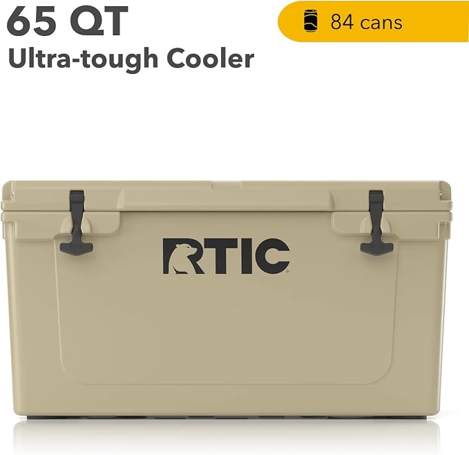 RTIC 65 QT Ultra-Tough Cooler Hard Insulated Portable Ice Chest Box for Beach, Drink, Beverage, Camping, Picnic, Fishing, Boat, Barbecue