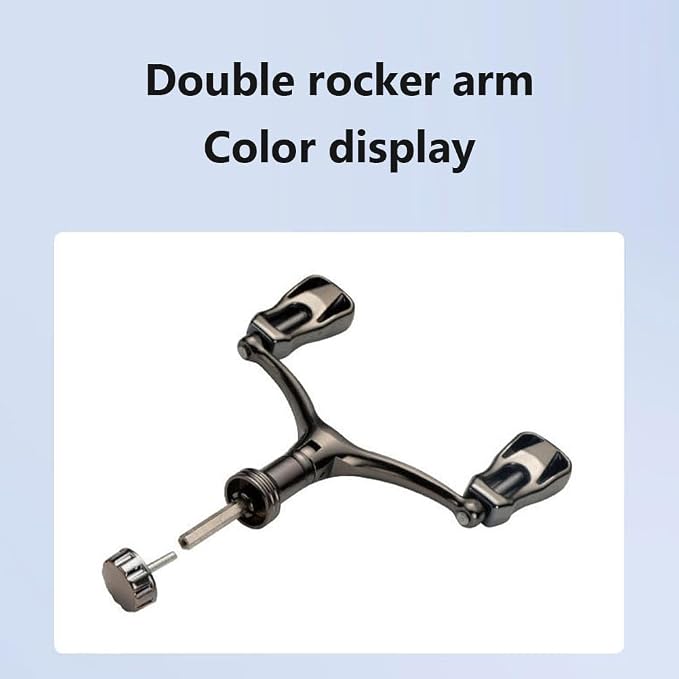 Aluminum Alloy Fishing Reel Double Rocker Arm Handle Grip, CNC High Strength Baitcasting Trolling Reel Rocker, Crank w/Hollow Grip For 1000-5000 Spinning Reel