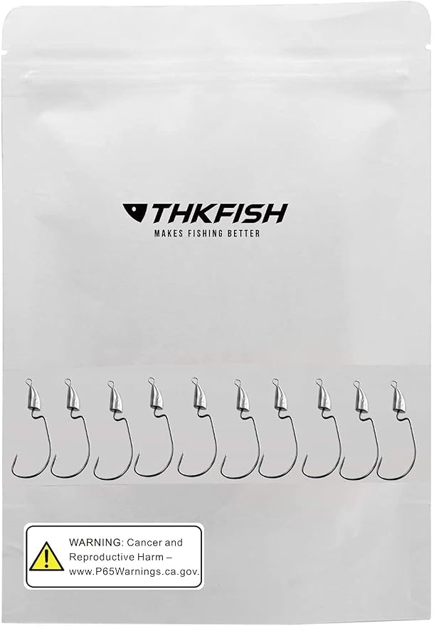 THKFISH Weedless Swimbait Jig Heads for Bass Fishing, Weighted Texas Rig Hook Fishing Hooks Saltwater Freshwater 1/8 oz, 1/6 oz, 1/4 oz, 3/8 oz, 1/2 oz,3/4 oz