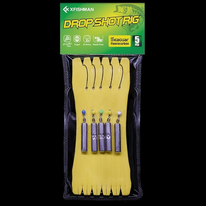 Drop Shot Rigs for Bass Fishing Ready Rig with Hooks and Sinker Weights
