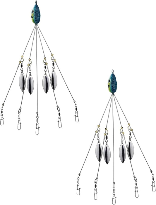 2Pcs Umbrella Rigs for Bass Stripers Fishing, Blue Freshwater Fishing Swimbait Lures Rig Kit, Lures, Baits and Attractants，Bait Rigs