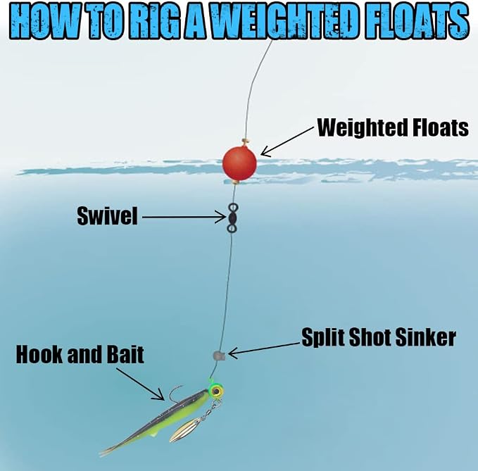 XFISHMAN Weighted-Bobbers-for-Fishing-Floats-Bouy Slip Bobber Fishing Corks Kit Crappie Bluegills Panfish Catfish Hand Made Foam Float 1 Inch 2 in 8-12 Pack
