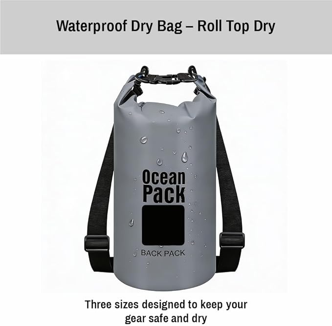 Waterproof Dry Bag Set of 3 (15L 20L 30L) - PVC Roll Top Dry Bags Waterproof - Backpack for Kayaking, Camping, Beach & Travel (Pink, light blue, gray)