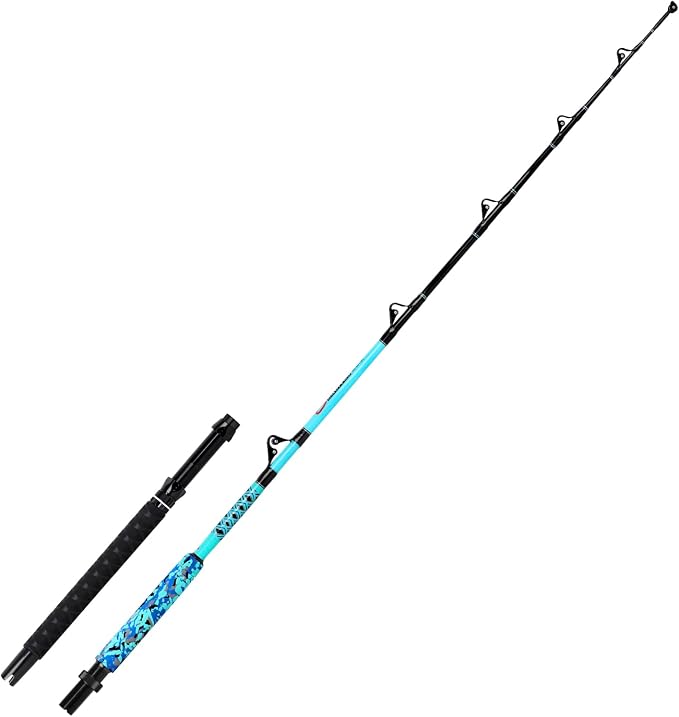 Fiblink Trolling Fishing Rod 1-Piece/2-Piece Saltwater Big Game Rod Offshore Conventional Boat Fishing Pole (6'/6'6"/7')