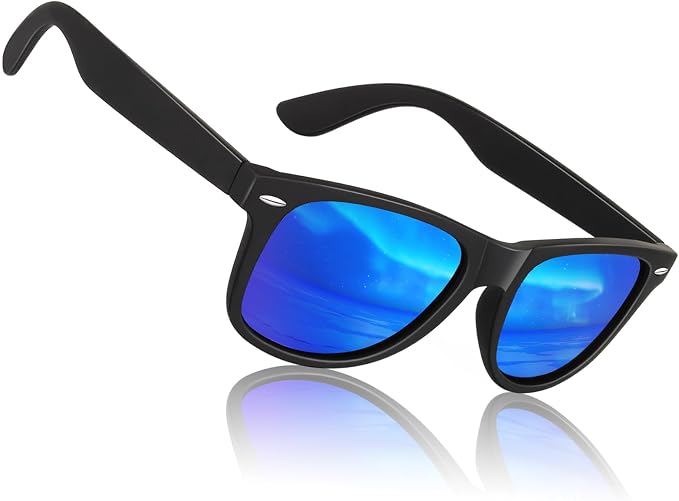 Sunier Polarized Sunglasses for Men and Women, Retro Square Matte Finish UV400 Protection Shades for Driving, Fishing