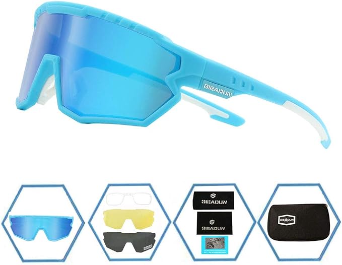 Polarized Men Women Sports Sunglasses, UV400 Wrap-Around Cycling Baseball TR90 Eyewear for Fishing Driving Softball
