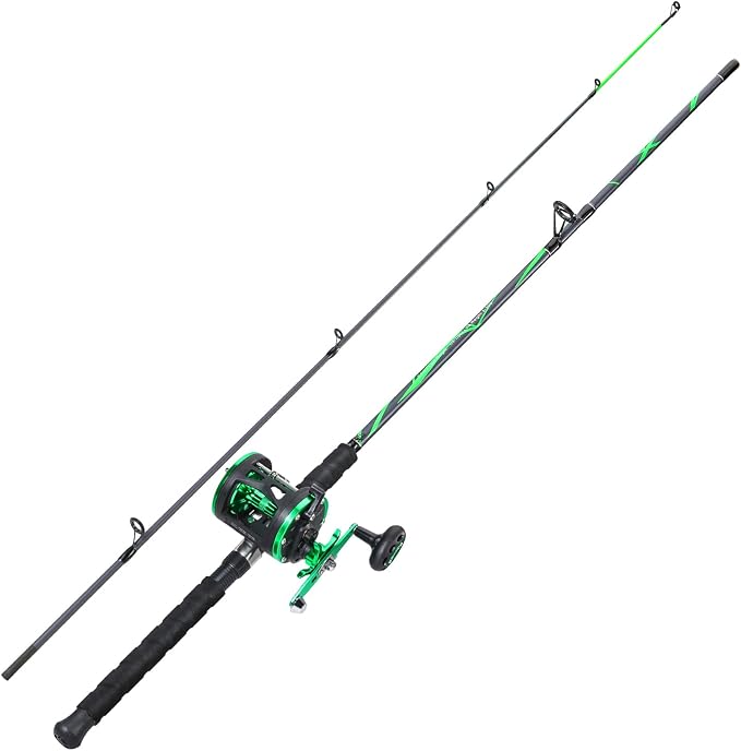 Sougayilang Progressive Glass Fishing Pole Conventional Reel Combo Medium Heavy for Catfish Salmon and Steelhead-7'0"