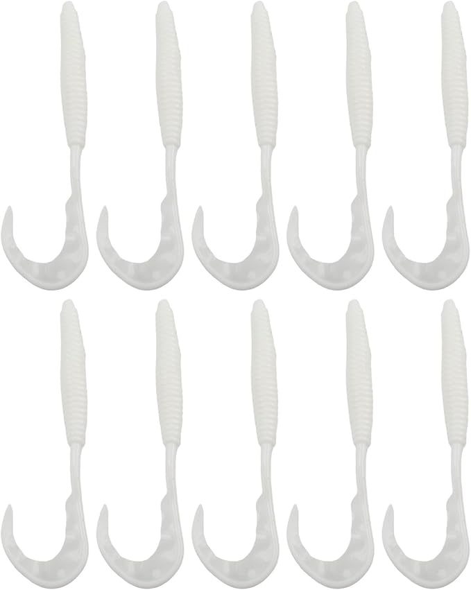 Soft Fishing Lures 3.5cm Red Worm Earthworm Bait Simulation PVC Gel Squid Tentacles for Freshwater Saltwater Fishing Tackle 10 Pack(White)