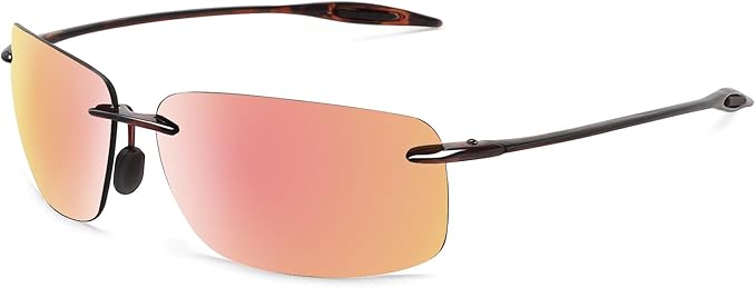 JULI Sports Sunglasses for Men Women Tr90 Rimless Frame for Running Fishing Golf Surf Driving MJ8009