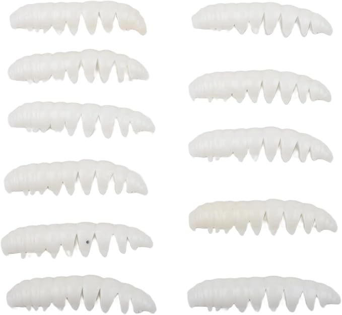 Soft Fishing Worm Baits TPR Segment Body Floating Lures for Freshwater Saltwater Bass Trout River Sea Fishing Gear 11pcs Set(white)