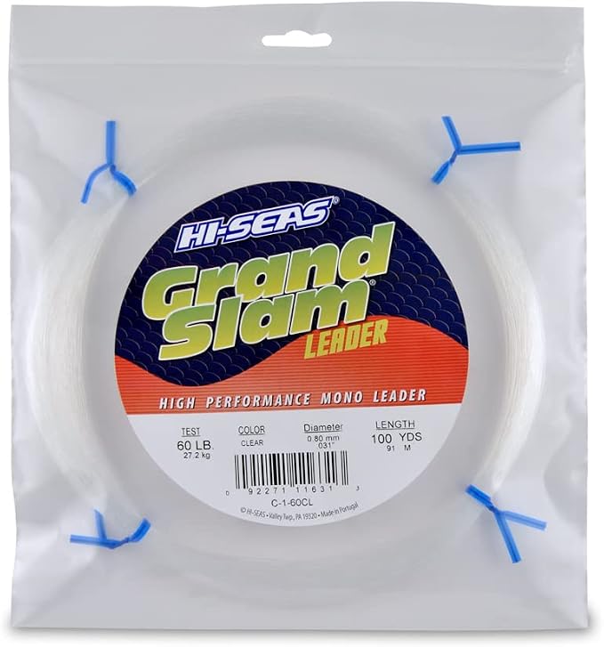 HI-SEAS Grand Slam Monofilament Fishing Leader - Superior Strong Clear Black, for Freshwater & Saltwater Big Game Bottom Fishing, Trolling