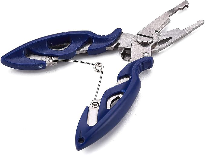 FOSTAR Fishing Pliers, Stainless Steel Hook Remover, Fishing Line Scissors, Braided Line Cutters, Split Ring Opener, 5 Inch Fishing Tool