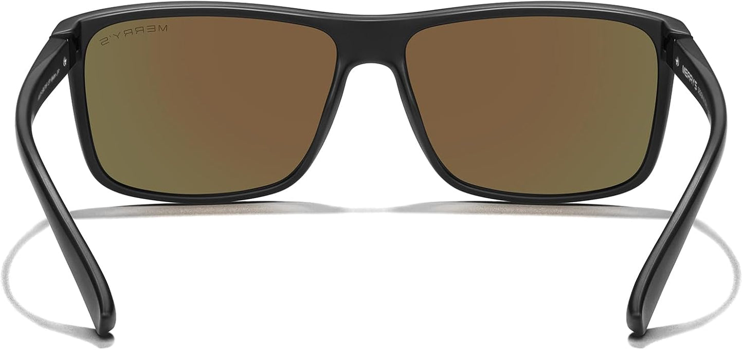 MERRY'S Rectangular Polarized Sports Sunglasses for Men Women Cycling Driving Fishing UV400 Protection S8225