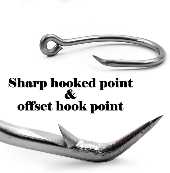 FishTrip 25pcs Circle Hooks Saltwater, in-Line 5X Strong Fishing Hooks for Saltwater & Freshwater, Live Bait Non-Offset Wide Gap Fish Hook for Catfish, Striped, Bass, Salmon, Mackerel, Tuna