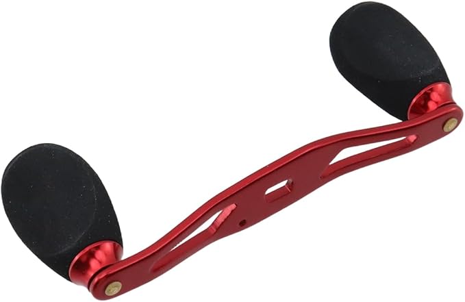 Fishing Reel Handle Red Fishing Baitcasting Handle Rocker Baitcasting Reel Replacement Parts, with EVA Grip Knob and Nut (Red + Black)
