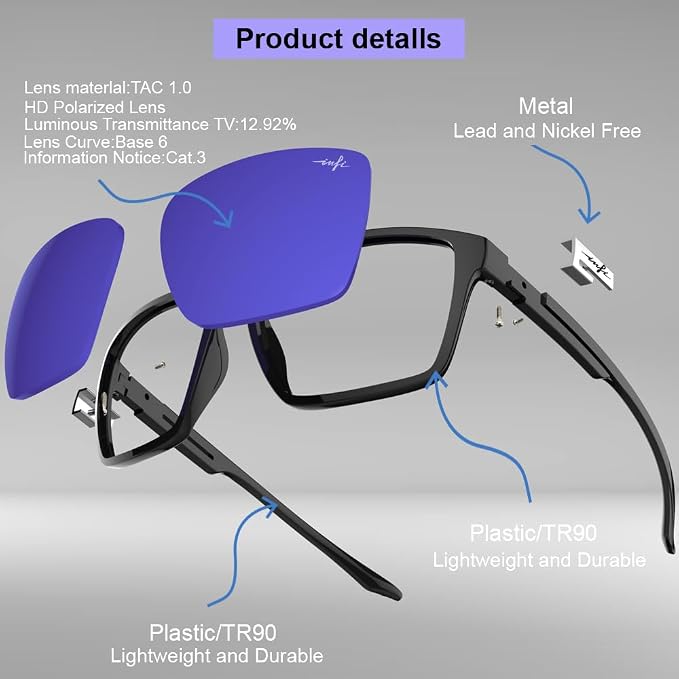 INFI Fishing Polarized Sunglasses for Men Driving Running Golf Sports Glasses Square UV Protection Designer Style Unisex