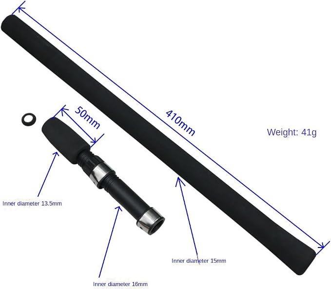 Pack of 1 Replacement Parts Black EVA Spinning Fishing Rod Handle Grip with Reel Seat Rod Repair DIY
