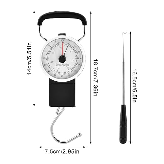Fishing Scale,80lbs/35kg Fishing Gear with Built-in Measuring Tape,Fish Hook Remover Tool,Portable Hanging Fishings Weight Scale Luggage Scales with Hook,Fish Gifts for Men