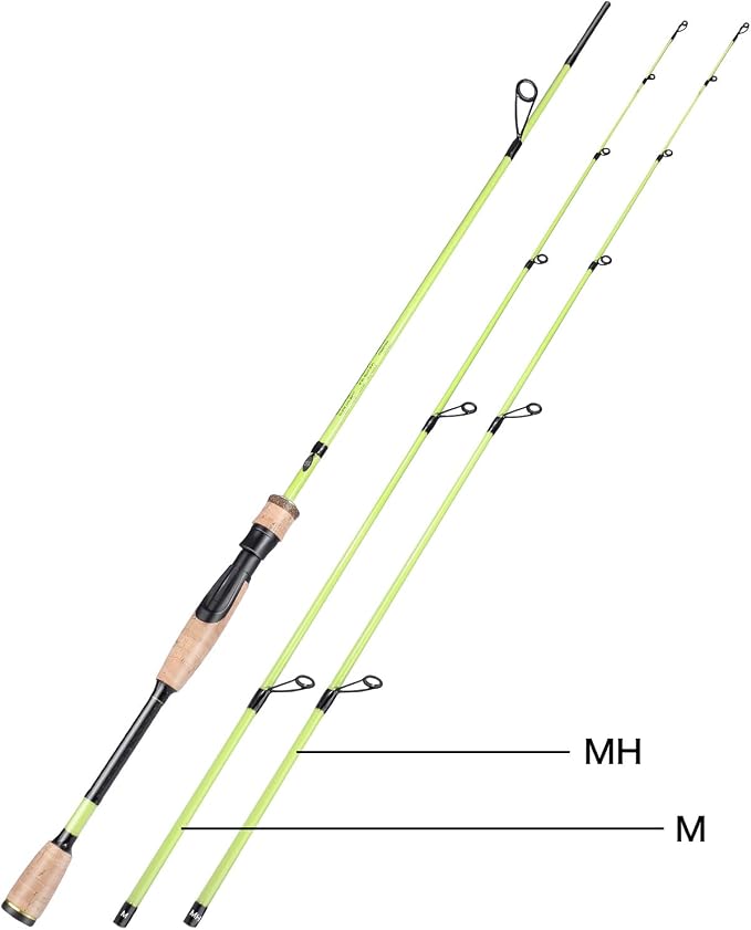 Sougayilang Fishing Rod, 2Pc Casting Rod Spinning Rod for Freshwater Tournament Quality Fishing Pole with 2 Tips for Bass