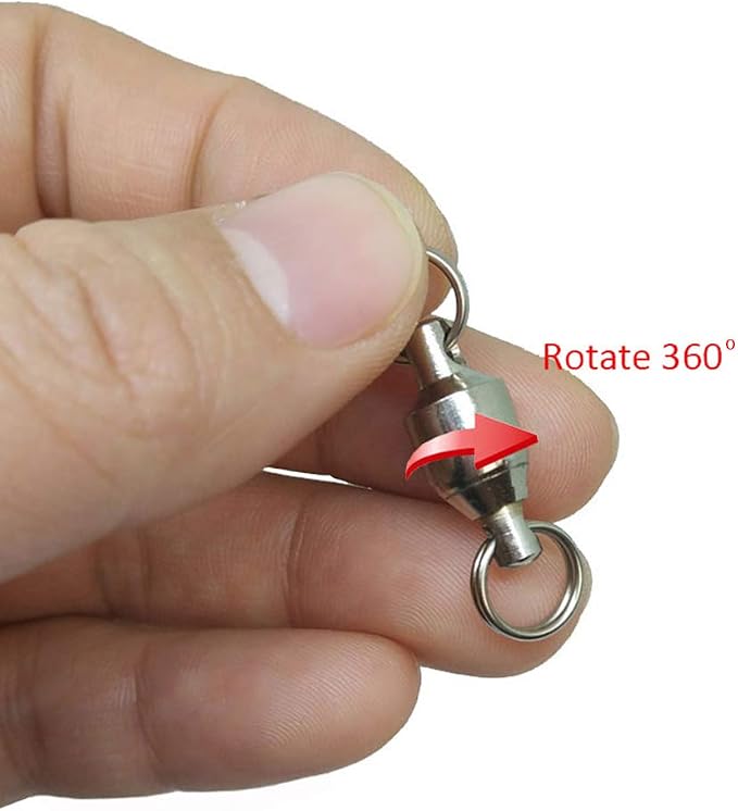 25/50pcs Ball Bearing Swivel Fishing Stainless Split Ring Fish Hooks Connectors for Saltwater 7LB-132LB