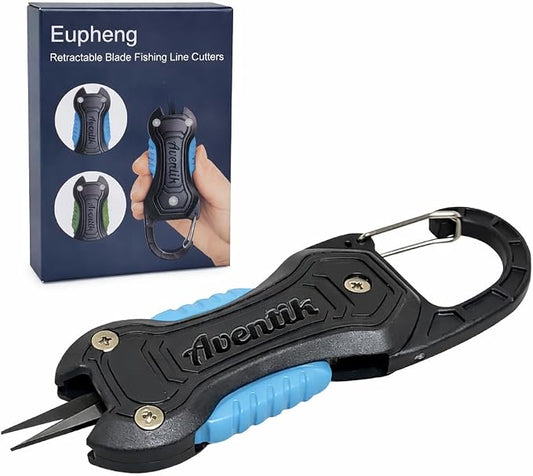 EUPHENG Retractable Fishing Line Cutters with Carabiner, Stainless Steel Titanium-Coated Blades, Fishing Line Scissors for Braided Line, Monofilament Line, Fluorocarbon Line
