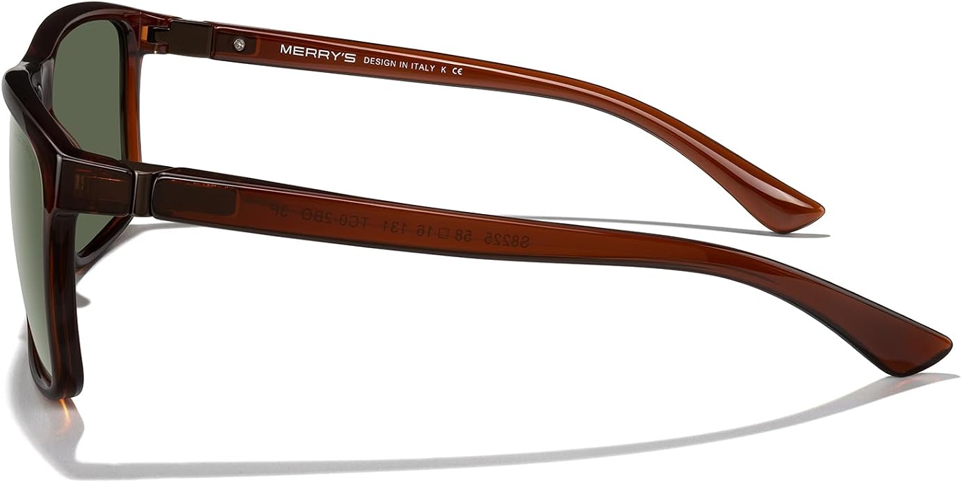 MERRY'S Rectangular Polarized Sports Sunglasses for Men Women Cycling Driving Fishing UV400 Protection S8225