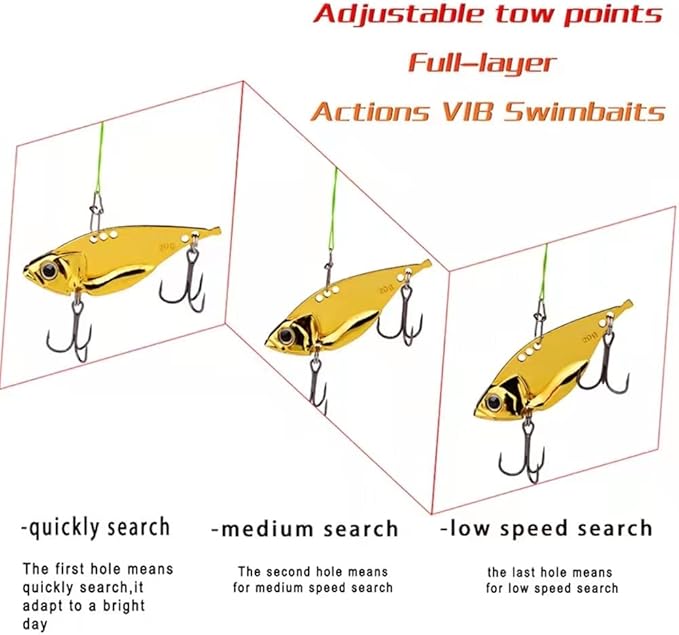5 Pack Metal Blade Baits for Bass Fishing Lures Hard Metal VIB Fishing Spoons Crankbaits Swimbaits for Trout Walleye Crappie Saltwater Blade Bait Fishing