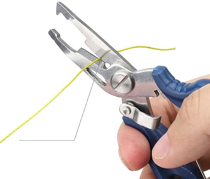 DeepCrush Fishing Pliers, Saltwater, Stainless Steel, Multi-Function, Anti-Corrosion, 4.9-Inch, with Sheath and Lanyard, Fishing Gifts for Men (Black)