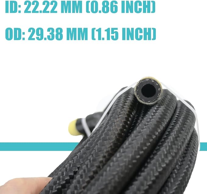 16AN Transmission Cooler Line - 16AN Fuel Line Hose 10FT Braided Push Lock Hose 350 PSI High Pressure For Automotive Fuel Systems Engines