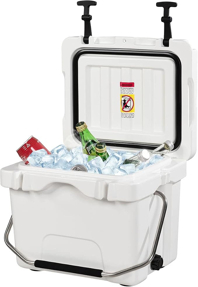 DORTALA 16 Quart Cooler, Heavy Duty Ice Chest with Handle, Drain Plug & 2 Cup Holders, 3-5 Day Ice Retention, Portable Ice Cooler Ideal for Camping, Travel, Fishing &Activities