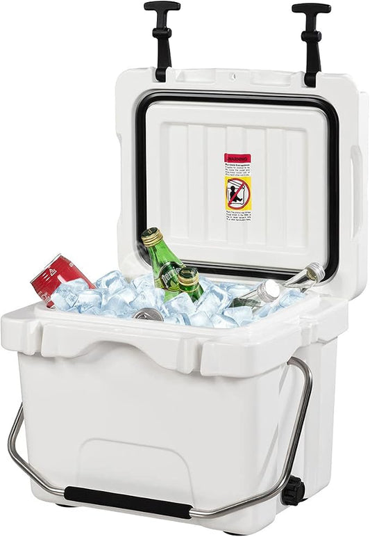 DORTALA 16 Quart Cooler, Heavy Duty Ice Chest with Handle, Drain Plug & 2 Cup Holders, 3-5 Day Ice Retention, Portable Ice Cooler Ideal for Camping, Travel, Fishing &Activities