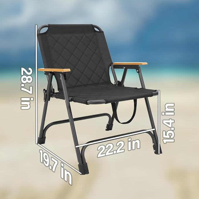 ptlsy Ice Fishing Chairs for Adults Foldable Beach Chair for Camp, Beach, Fishing, Sports Event, Hiking, Patio, Indoor & Outdoor Use (2 Pack)