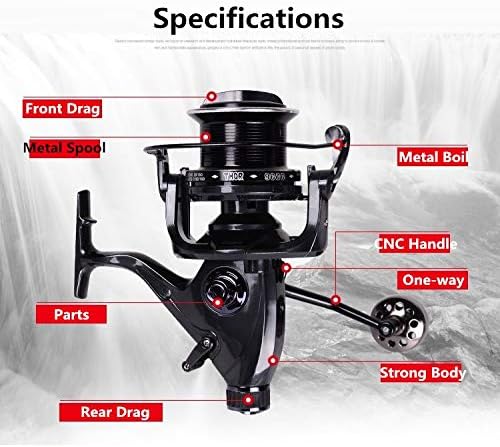 HiUmi Carp Fishing Reels 8000 9000 10000 Bait Runner Big Free Runner Double Brake Feeder 12+1 Ball Bearing Spinning Fishing Reel