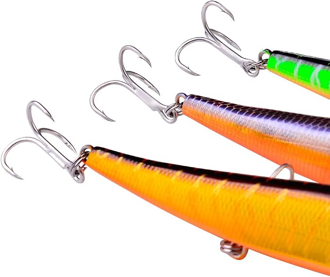 PROBEROS Minnow Bass Fishing Lures - Jerkbait Sinking Lure Set Hard Baits Crankbait for Trout Catfish Musky Bluegill Fishing Topwater Lures Plug 6Pcs/kit