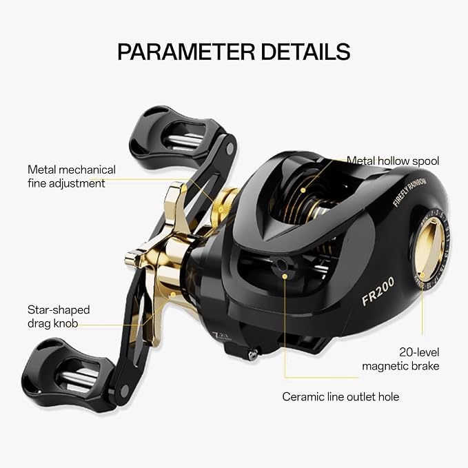 Fishing Baitcasting Reel, Baitcaster Fishing Reels with 18+1BB Stainless Steel Ball Bearings,Magnetic Braking System for Fishing Saltwater Freshwater, Available in 7.2:1
