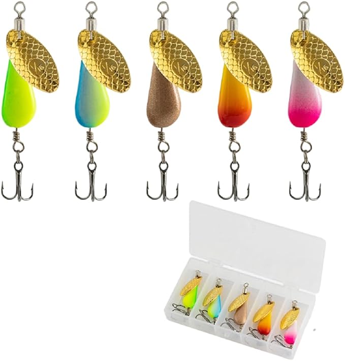 Trout Spinners - Fly Trout Fishing Lures for Bass Salmon Pike, Smallmouth Bass Lures with Brass Spinner for Lake River Fishing