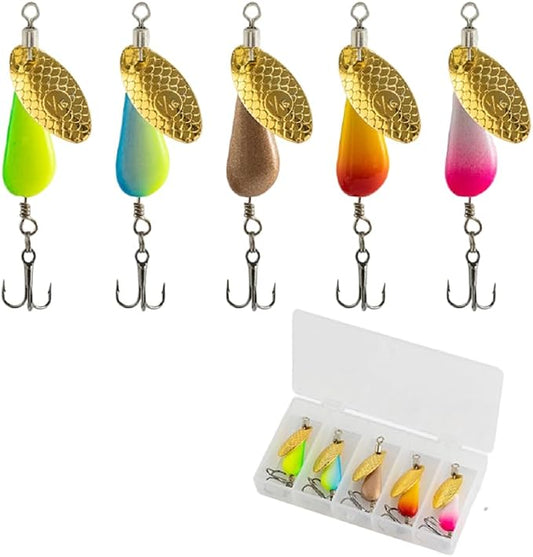 Trout Spinners - Fly Trout Fishing Lures for Bass Salmon Pike, Smallmouth Bass Lures with Brass Spinner for Lake River Fishing