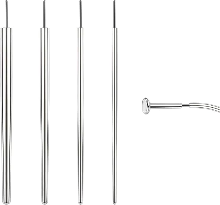 14G 16G 18G 20G Piercing Taper Piercing Ball Grabber Tool Stainless Steel Flat Back Earring Applicator Tool Threadless Insertion Pin Curved Body Piercing Kit for Ear/Nose/Navel/Lip/Eyebrow