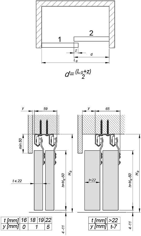 Sliding Closet Door Hardware Kit - 59-inch Double Track for 2 Bypass Doors Up to 100lbs - SLID'UP 110