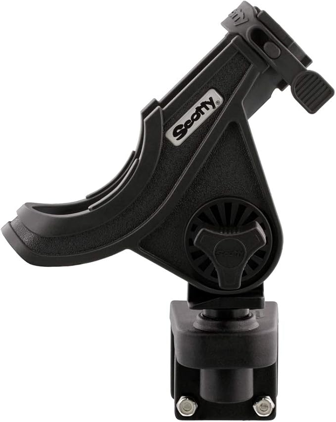 Scotty #284-BK Baitcaster/Spinning Rod Holder w/ #243 Square Rail Mount , Black