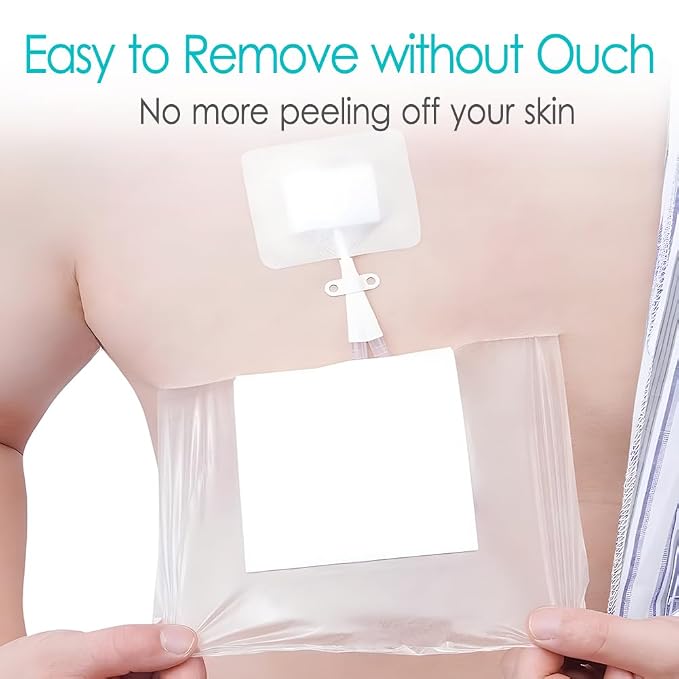 Waterproof Shower Protector Large Cover Shields for PICC Central Line Peritoneal Dialysis Chest Port Feeding Tube PD Catheter Accessories Bandages with Non-Stick Center Pad 10"x12"(Pack of 7)